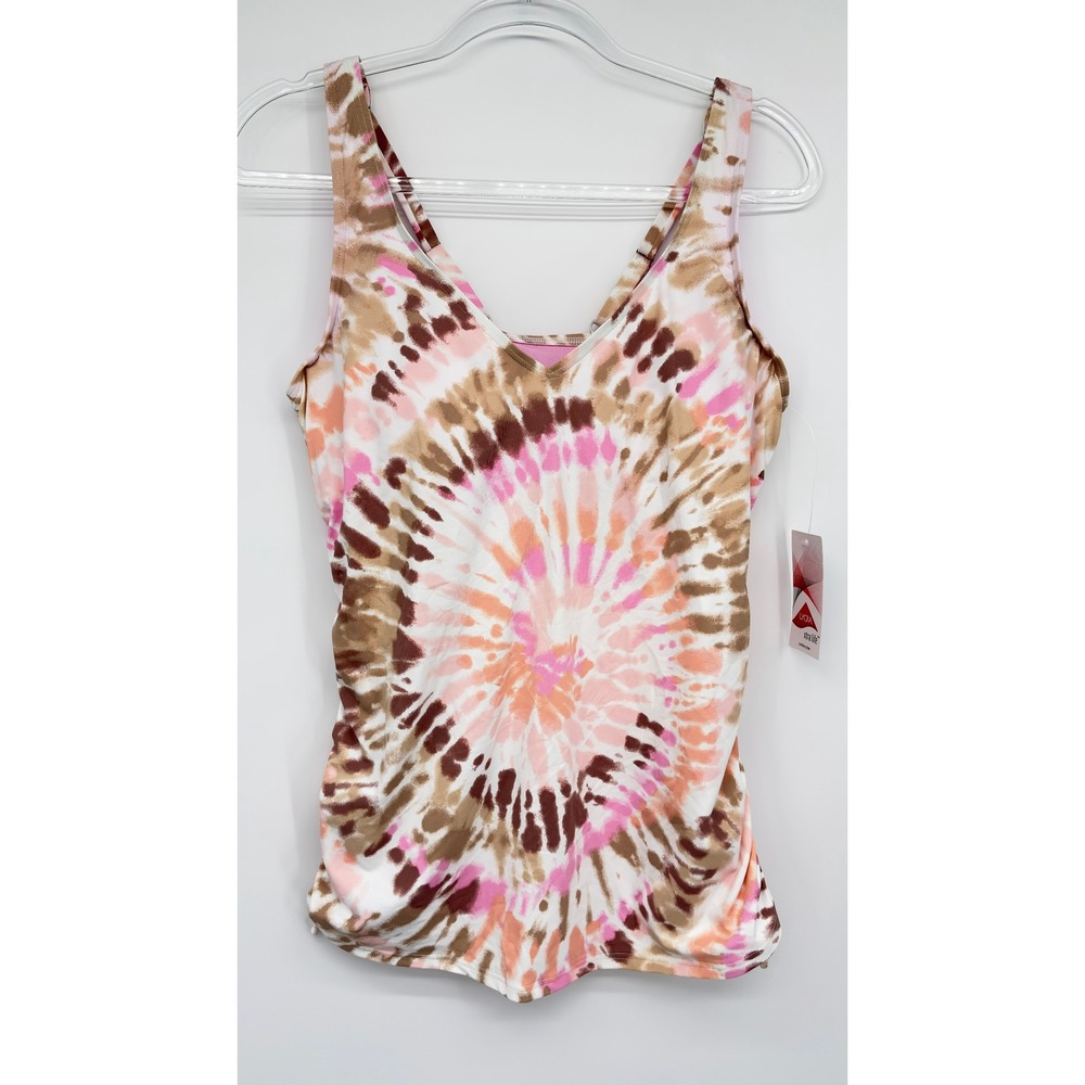 Lands' End‎ Women's 12 Underwire Padded Tankini Top Pink Tie Dye Lycra NWT